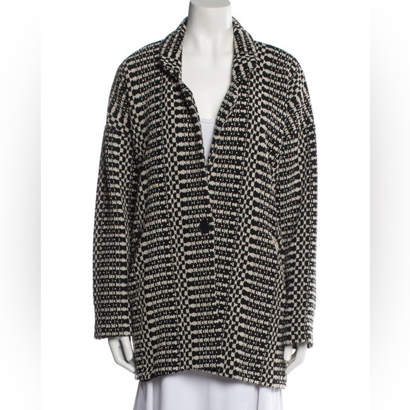 NEW ESSENTIEL ANTWERP Houndstooth Print Tweed Coat Black/white Size 34 (S) - Picture 1 of 12